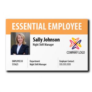 ID Cards for Essential Employees – Orange
