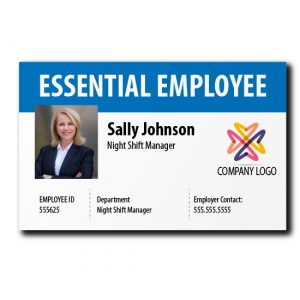 ID Cards for Essential Employees – Light Blue