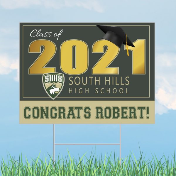 South Hills High School Graduation Yard Sign with Optional Face Mask