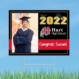 Hart High School Graduation Yard Sign with Optional Face Mask