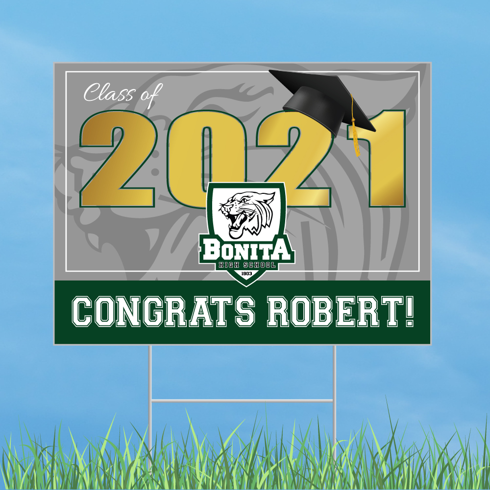 Bonita High School Graduation Yard Sign with Optional Face Mask CuroPrint