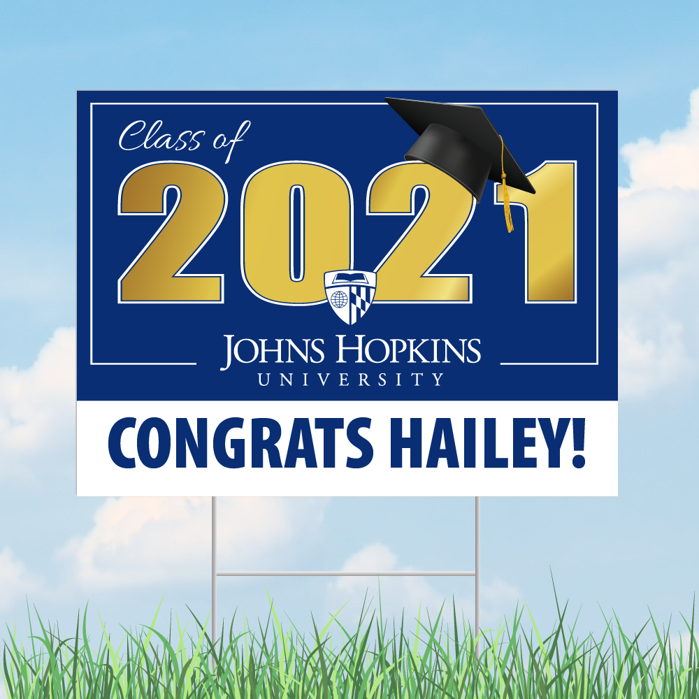 Johns Hopkins University Graduation Sign with optional mask CuroPrint
