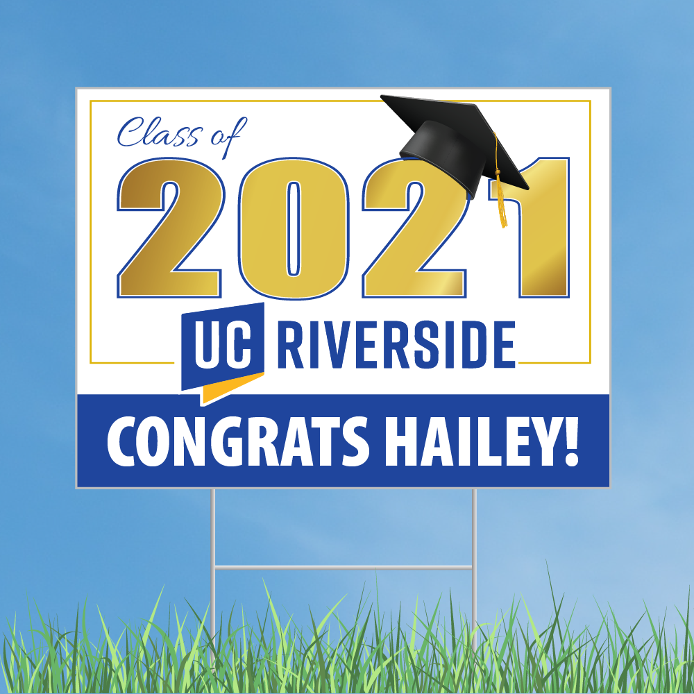 University of California Riverside Graduation Sign with optional mask
