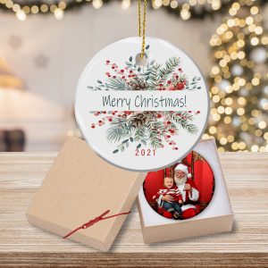 Ceramic Christmas Ornament – 2 sided with photo and customized names