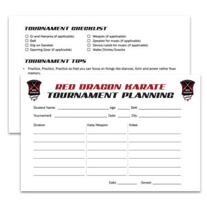 Red Dragon Karate Tournament Planning Cards